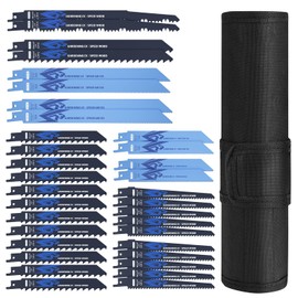 JOEJONI 34-Piece Reciprocating Saw Blades Set, Saw Blade Saw Blades for Metal and Wood, Reciprocating Saw Blades with Storage Bag, Accessories Reciprocating Saw, Compatible with Bosch Dewalt Makita