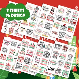 96pcs Christmas Temporary Tattoos Stickers - Christmas Inspiration, Christmas Word, Christmas Saying - Xmas Holiday Party Favors Decorations Supplies for Kids Adullts Winter Festival Birthday Gifts