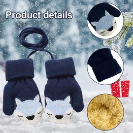 Unisex Children's Gloves with Split Fingers Kids Gloves Knitted Children's Gloves Winter Warm Gloves Double Knitted Plush Cartoon Cute Gloves
