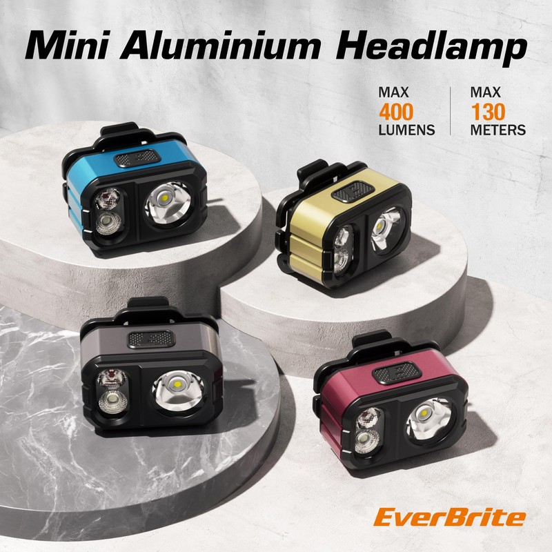 EverBrite 400LM Ultralight Headlamp, 1.59oz Head Lamp with Hat Clip