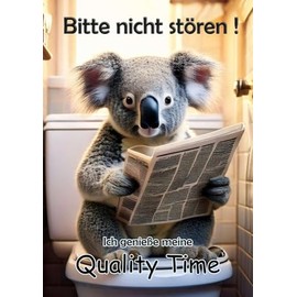 Blechschild Humor Aluminium 20x30cm - auf der Toilette mit Zeitung Wildtier Australien Koala 73