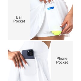 CHRLEISURE Women Tennis Skirts Crossover High Waisted Pleated Workout Athletic Golf Skort Skirts with Pockets (AMZ70,White,L)