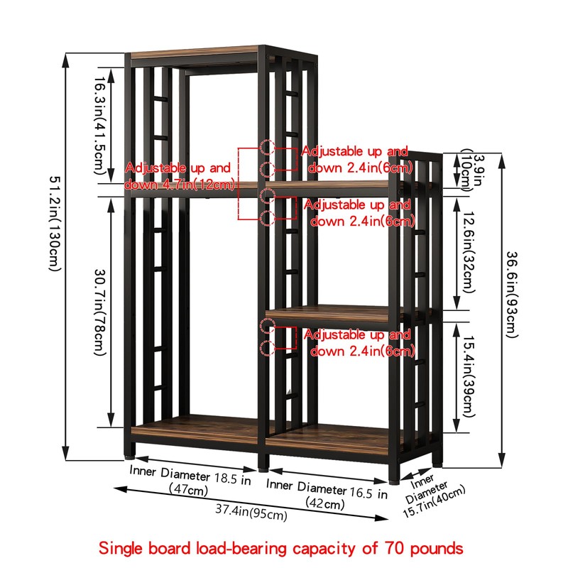 jarrvz 6-Tier Kitchen Bakers Rack, Freestanding Mini Fridge Stand Height