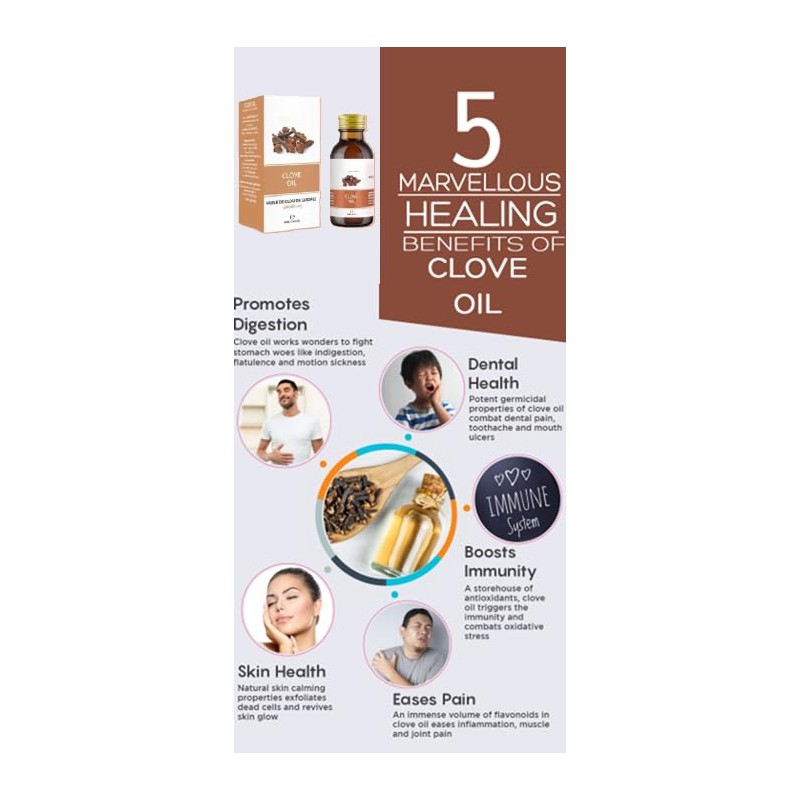 100% Natural Pure Clove Oil, Cold Pressed Suitable for Aromatherapy,