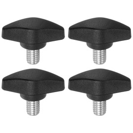 sourcing map 4pcs Tee Wing Knobs Thumb Screws M8 x 12mm Standard Male Thread Plastic T Knobs Handles Hand Clamping Thumbscrew, Black