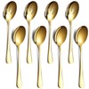 Gold Serving Spoons 8 Pieces, ReaNea Stainless Steel Serving Utensils