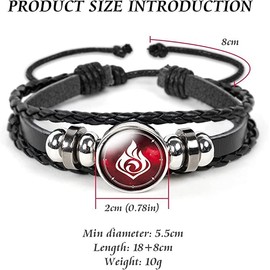 Genshin Impact Bracelet, Anime Luminous Bracelet for Teenager, Fortunate Wristband with 7 pcs Elements Replacement - Fire, Ice, Wind, Grass, Rock, Thunder, Water