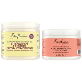 Shea Moisture Coconut And Hibiscus Curl Enhancing Smoothie, 326 Ml + Shea Moisture Jamaican Black Castor Oil Strengthen & Restore Leave-In Conditioner, 431 Ml | Duo Pack