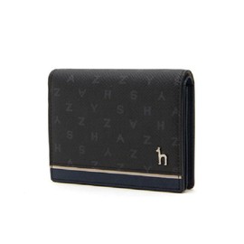Hazzys (대구신세계)블랙 가죽 퍼피로고 라인배색 2단 카드지갑 HJHO5E457BK (Daegu Shinsegae) Black Leather Puppy Logo Color Block 2-Tier Card Wallet HJHO5E457BK