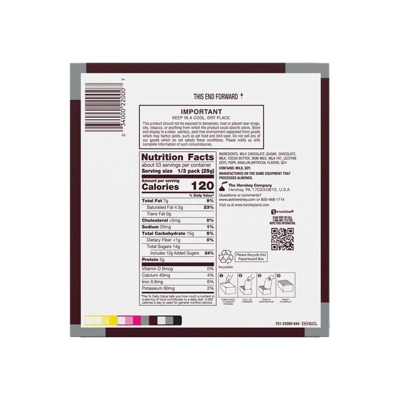 HERSHEY'S Milk Chocolate King Size, Candy Bars, 2.6 oz (18