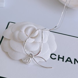 Silver 925 18K knotted ribbon necklace snake snake rope women's 45cm gold (Yellow gold) / 실버925 18K 매듭 리본 목걸이 스네이크 뱀줄 여자 45cm  골드(Yellow gold)