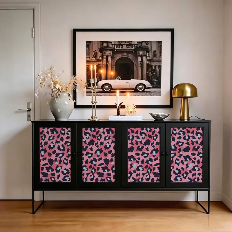 Ismoon Leopard Print Peel and Stick Wallpaper Pink Cheetah for