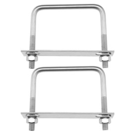 SG Store 2PCS Square U-Bolts M10 Thread 100mm Inner Width 100mm Length 304 Stainless Steel U-Shaped Clamp Bolt with Nuts and Plates for Vehicles Pipelines Buildings