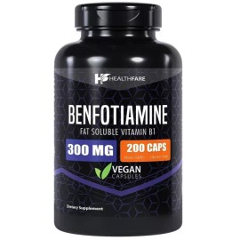 Healthfare Benfotiamine 300 mg, 200 capsules, Fat Soluble Vitamin B1