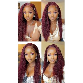 Niciitysi Burgundy Bundles Human Hair Color 99j Kinkycurly Bundles 12 14 16 inch Double Weft Brazilian Hair Extensions Soft and Silky Deep Curly Wine Red Color