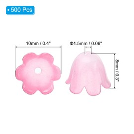 PATIKIL 500Pcs 10x8x1.5mm Frosted Flower Beads, Acrylic Flower Bead Caps for Bracelets, Earrings, Necklaces, Jewelry Making and DIY Crafts, Pink