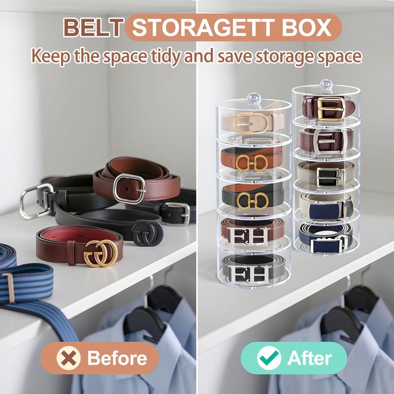 Oubou Belt Organizer, 5-Tier Acrylic Belt Storage & Holder for
