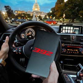 Leather Car Registration and Insurance Cards Holder Compatible with Dodge Challenger Charger SRT RAM Auto Accessories, Vehicle Glove Box Car Organizer with Magnetic Shut, Documents License (392)