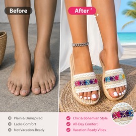 Women’s Bohemian Flat Sandals for Summer – Tassel Slip-On Beach Slippers for Vacation & Daily Wear