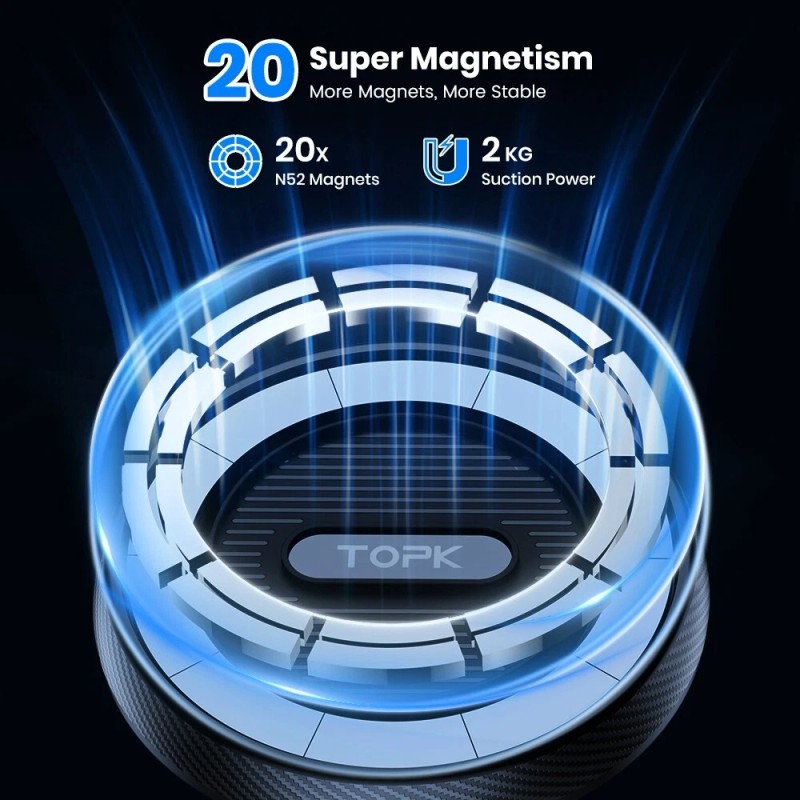 TOPK Mag-Safe Car Mount, Magnetic Phone Holder for Dashboard