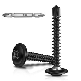 Wavanta 50Pcs Self Tapping Screws, M4.8 x 32mm Wafer Head Self Drilling Screws for Metal, Stainless Steel Self Tapping Screw, Black Oxide, Tek Screw with Screwdriver Bit