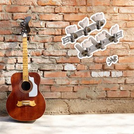 Yibuy Chrome Color Plastic Classical Guitar Tuners Tuning Pegs Keys Left and Right Machine Heads for Classical Acoustic Guitar Pack of 2