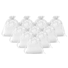 PATIKIL Satin Bags with Drawstring, 20 Pack 6 x 8 Inch Satin Wedding Favor Bags Mini Gift Packaging for Birthday Christmas Jewelry Party Storage, White