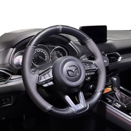 Steering Wheel Cover Hand-Stitch on Black Leather Protector Wrap for Mazda CX-5/CX-3/CX-9/Mazda 6 Atenza 2016 2017 2018 2019 2020/Mazda 3/Mazda CX-4 2017-2018