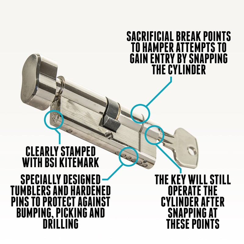 High Security TS007 1 Star Thumbturn Euro Cylinder Lock, British