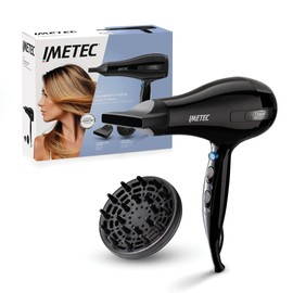 Imetec S6 2200 Asciugacapelli 2200W con Diffusore e Concentratore, Phon per Capelli Lisci, Mossi e Ricci, 2 Velocità, 3 Temperature, Colpo Aria Fredda, Filtro Removibile