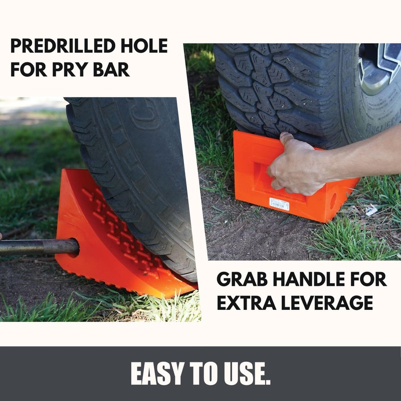 SECURITYMAN Heavy Duty Wheel Chocks (2 Pack) - Durable, Non-Slip,