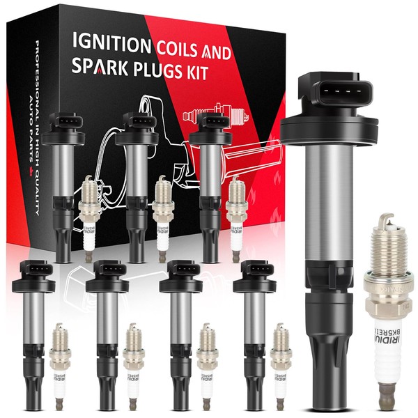 SCITOO 8 ignition coils with 8 iridium Spark Plugs for
