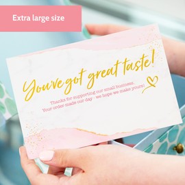 T MARIE 50 Large Gold Foil 4x6 Thank You Postcards Small Business Supplies for Boutique Shops - Gold and Pink Thank You For Your Order and Thanks For Supporting My Small Business Cards