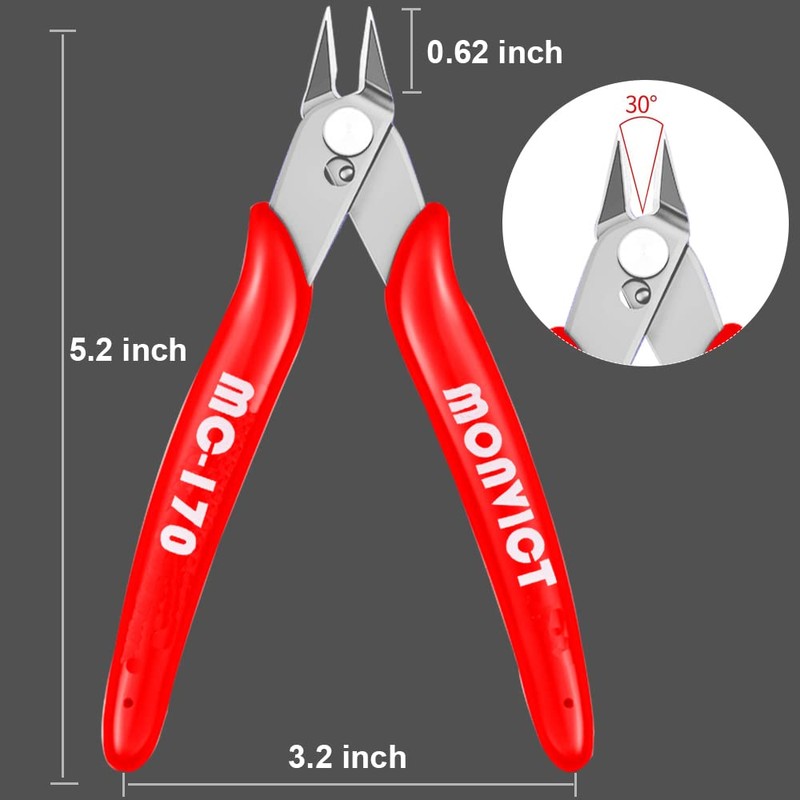 5 Pack Flush Cutters MC-170, MONVICT Wire Cutters 5 Inch