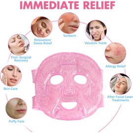 Compresa de hielo para el rostro, mascarilla de hielo reutilizable, mascarilla de gel frío para ojos, compresa fría y caliente para la hinchazón, rutina facial, recuperación posquirúrgica, dolor de