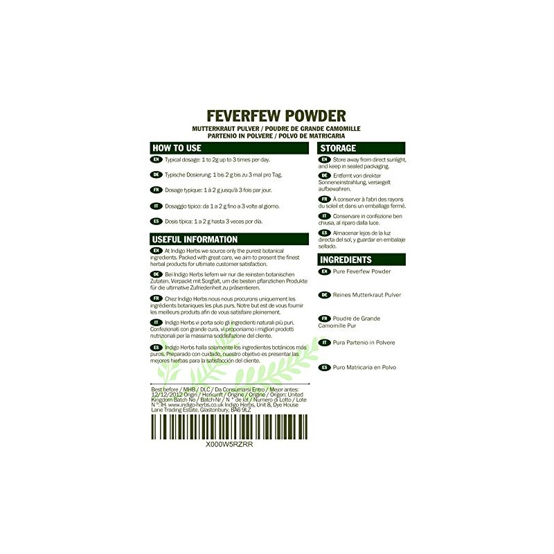 Indigo Herbs Feverfew Powder 100g