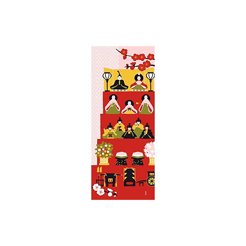 Hamamonyo Picture Tenugui Hina Doll Pink