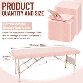 150 Pcs 82 x 35'' Disposable Massage Table Sheets Fitted with Elastic Disposable Massage Bed Covers for Spa Beauty Salon Tattoo Facial Lash Bed Breathable Waterproof Oilproof Non Woven Fabric(Pink)