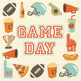 Football Party Napkins - 40 Count | 2 Packs of 20CT Lunch Napkins | Game Day Icons Design 5" x 5"