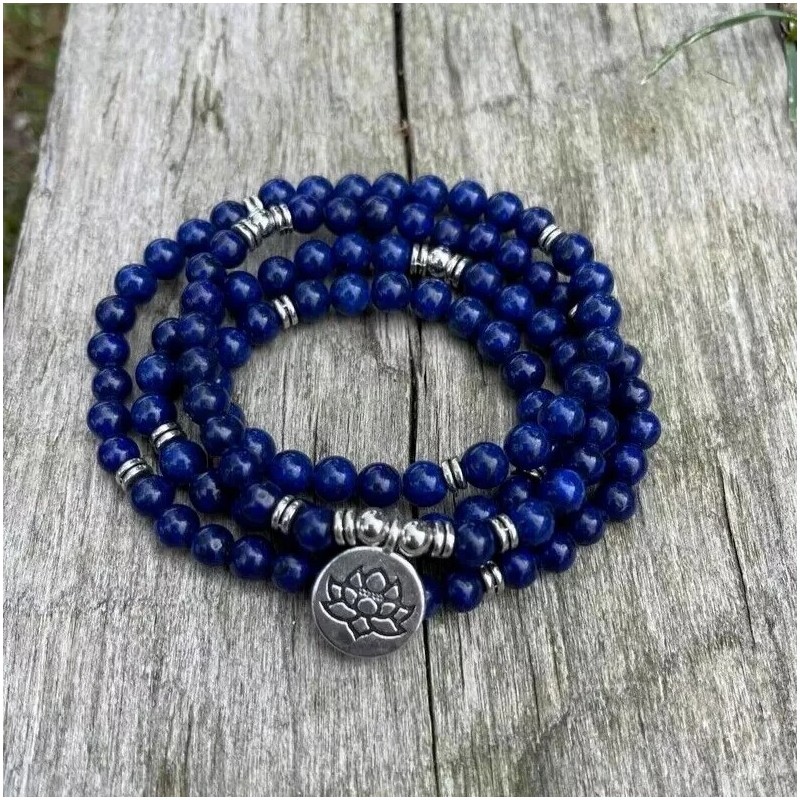 Unbranded 108 Mala Beads Lapis Lazuli Prayer Bracelet 8mm Gemstone