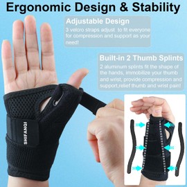 Thumb Brace for Left Right Hand, Trigger Thumb Stabilizer for Carpal Tunnel, Tendonitis, Arthritis, Sprains, Strains, Reversible Wrist Brace with Thumb Spica Splint (Original)