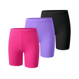 BOOPH Girls Volleyball Bike Shorts Toddler Kids Athletic Cartwheel Dance Compression Shorts 3 Pack 9-10Y Black Purple Rose Red