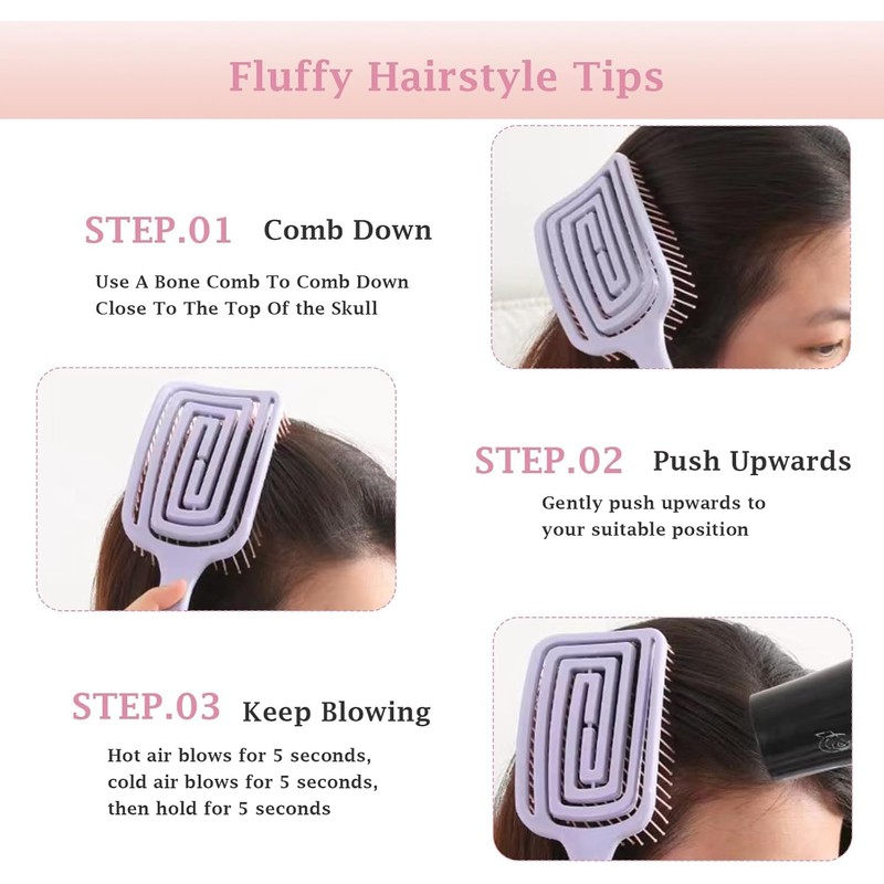 2 Curved Breathable Hair Brushes, Easy Brush Brush, Quick Blow