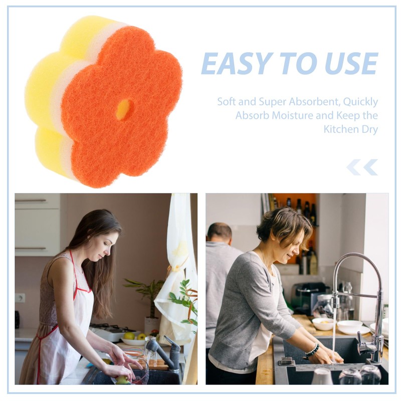 LEDMOMO Sponge Kitchen Scratch Resistant Antibacterial 10 Piece Dishwashing Foaming