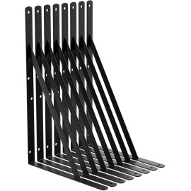 LEOPO 18 Inch Heavy Duty Shelf Brackets & Supports, 90 18 Inch, Black-8 Pack