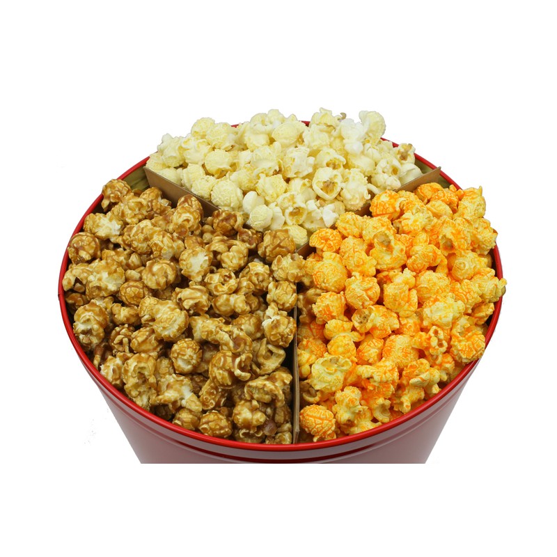 Signature Popcorn - 2-Gallon Solid Red Holiday Reusable Metal Tin