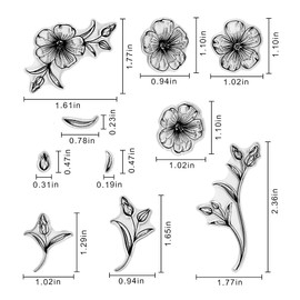 Hying 2 Sheets Spring Flowers Leaves Clear Stamps for Card Making and Photo Album Decorations, Blossom Flowers Transparent Rubber Stamps Summer Floral Lotus Stamps Seal for DIY Scrapbooking Supplies
