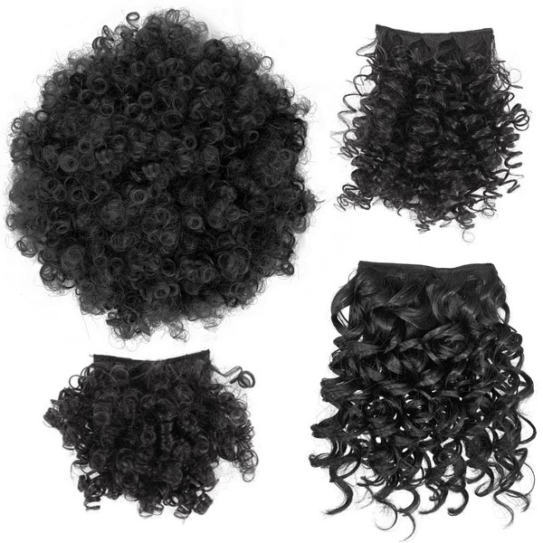 Allyreetress 4 Pieces Set Afro Puff Drawstring Ponytail Extensions with