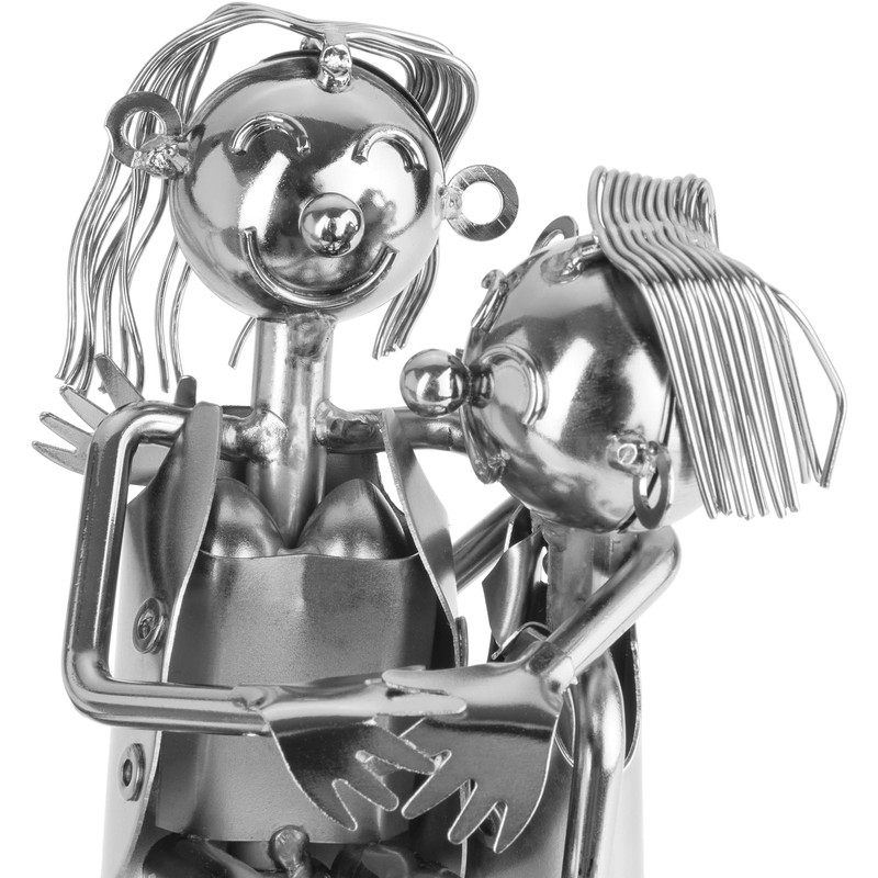 BRUBAKER Bottle Holder Lovers with Hearts Metal Sculpture