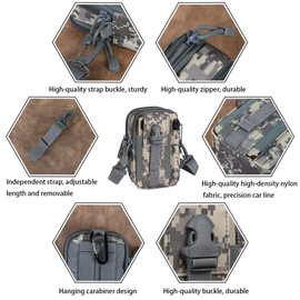 flintronic Tactical Waist Bags, Universal Outdoor Waist Bag | Molle EDC Pouch + Outdoor Hook | Utility Gadget Waist Bag with Cell Phone Holster for Sports, Hiking, Camping, Traveling